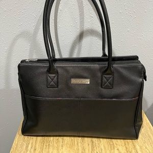 Mary Kay Black Consultant Tote Bag with Floral Interior and Zipper Pockets